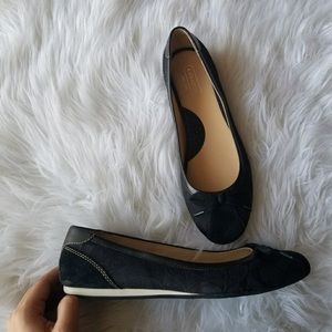 Coach “Tillie” black signature ballet flats nwot